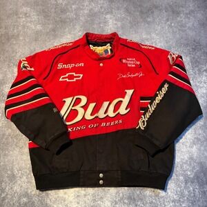 Vintage Jeff Hamilton NASCAR Dale Earnhardt Jr Budweiser Racing Jacket Large